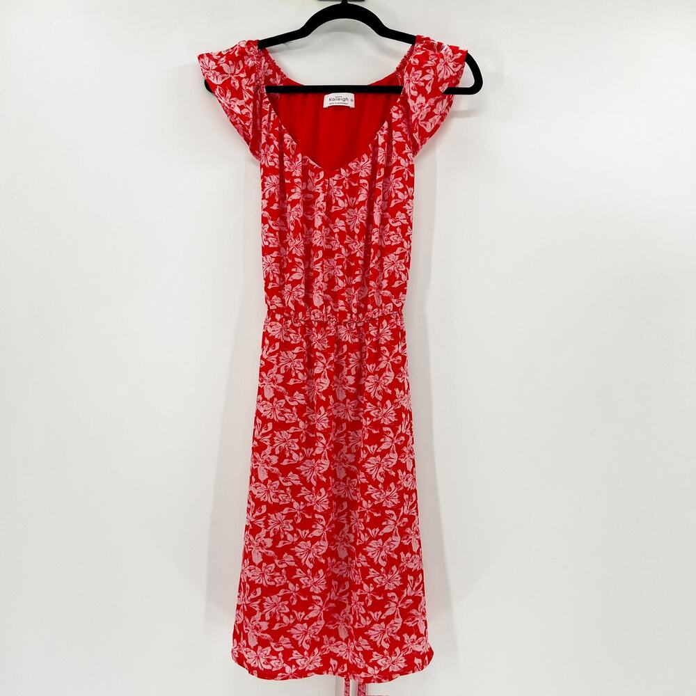 Kaileigh Women's Red‎ Floral V Neck A Line Mini Dress Size PXS
